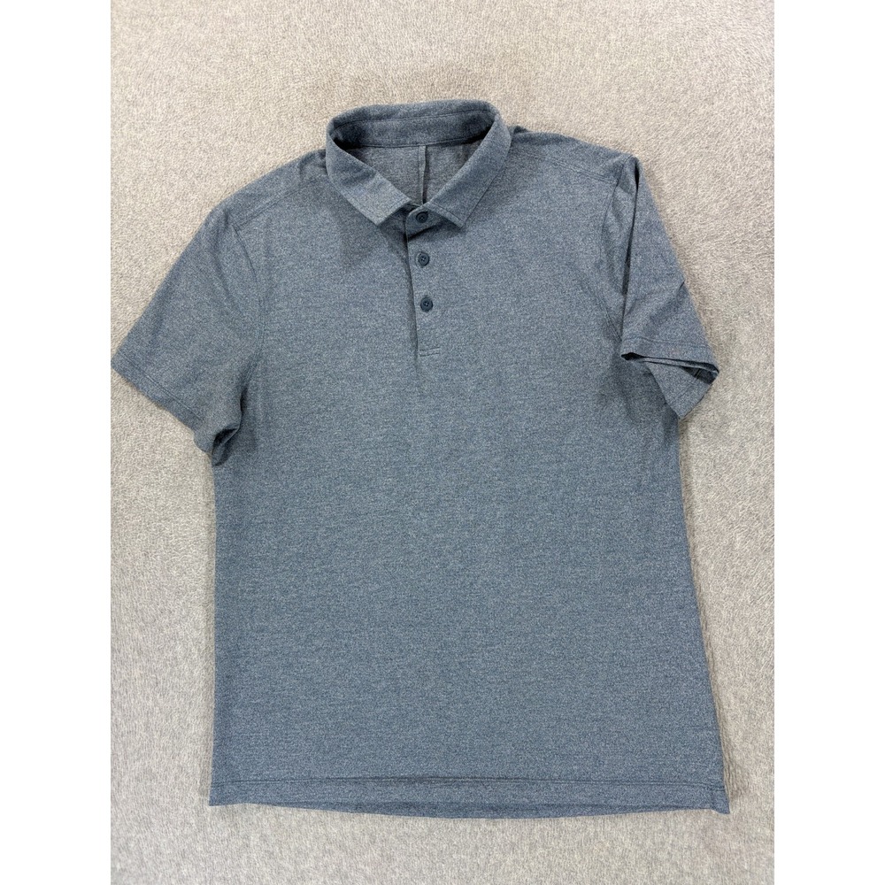 Lululemon Performance TECH Short Sleeve Polo Shirt (Men's Medium) Blue